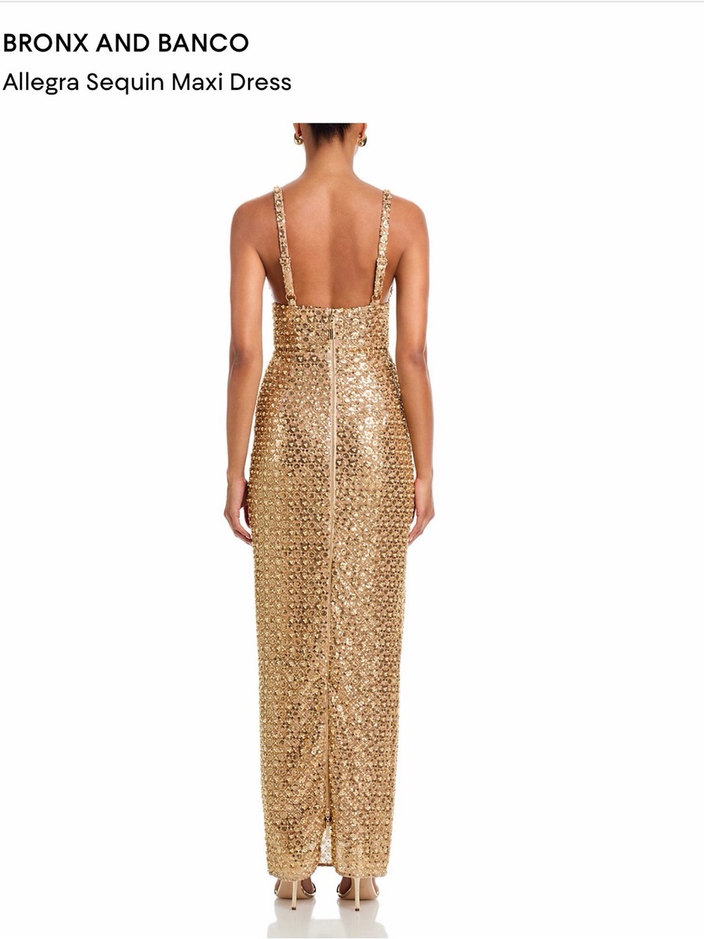 Bronx and Banco Gold Sequin V-Neck Maxi Dress - Picture 4 of 6